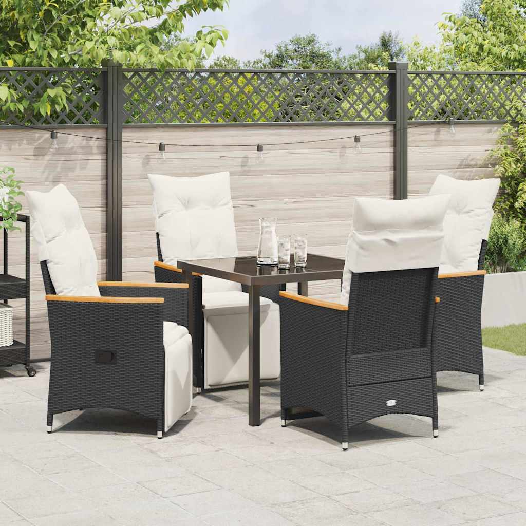 Garten Essgruppe mit Kissen 5 pcs Schwarz Poly Rattan