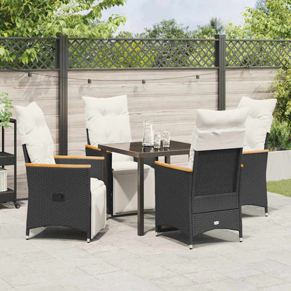 Garten Essgruppe mit Kissen 5 pcs Schwarz Poly Rattan