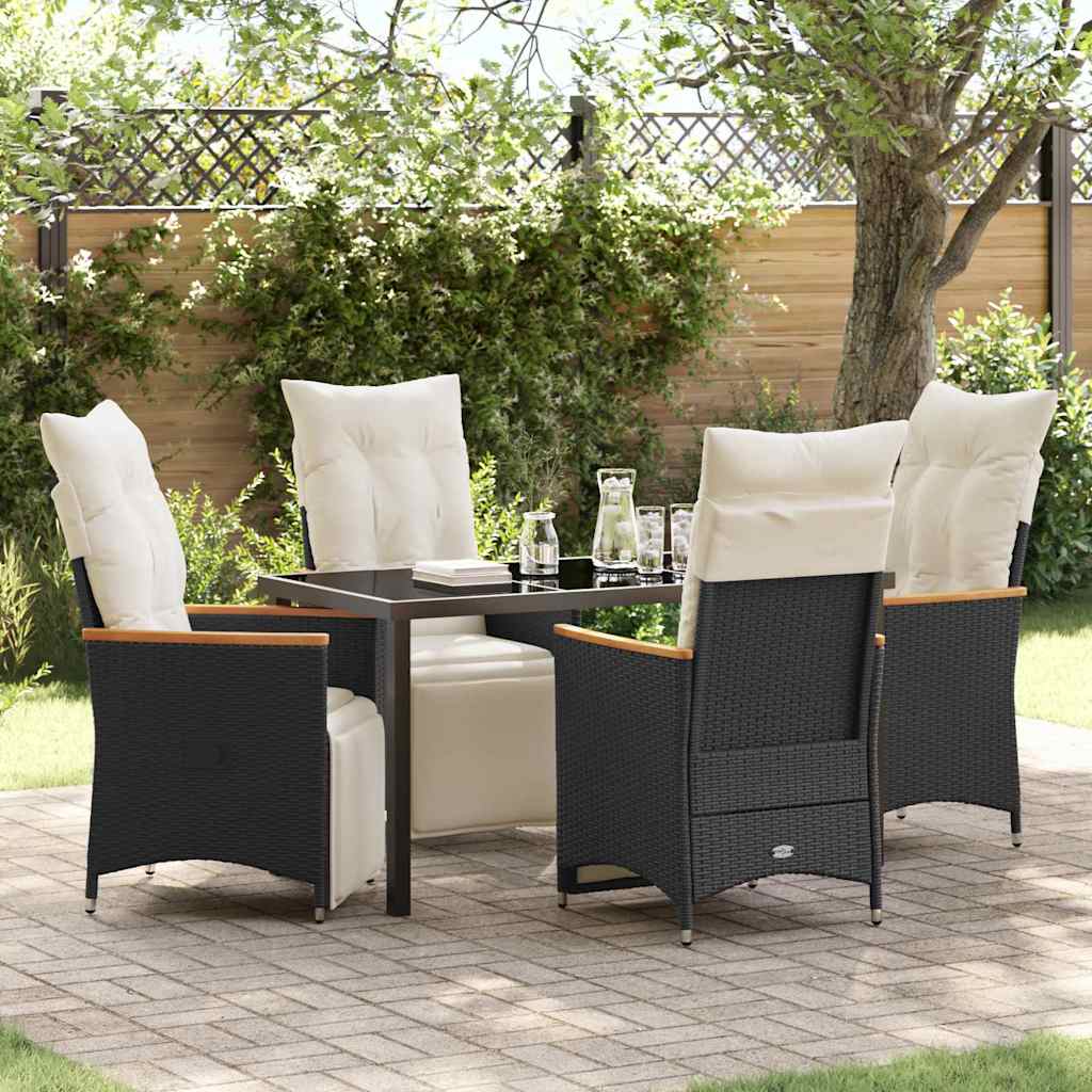 Garten Essgruppe mit Kissen 5 pcs Schwarz Poly Rattan