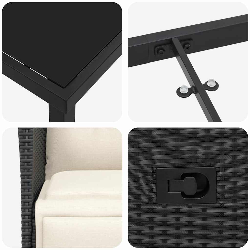 Garten Essgruppe mit Kissen 5 pcs Schwarz Poly Rattan