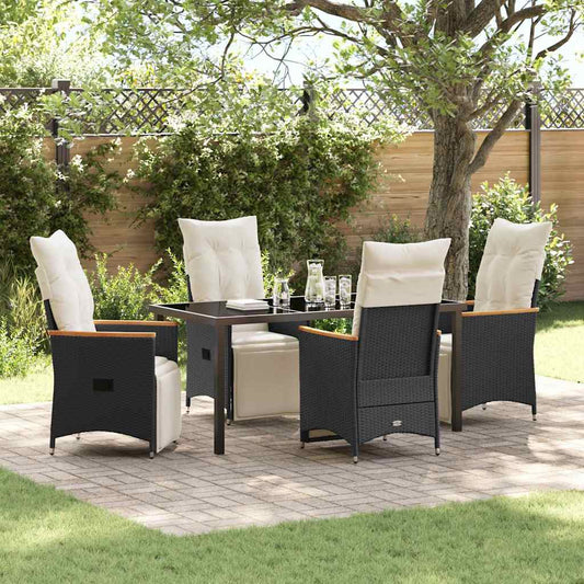 Garten Essgruppe mit Kissen 5 pcs Schwarz Poly Rattan