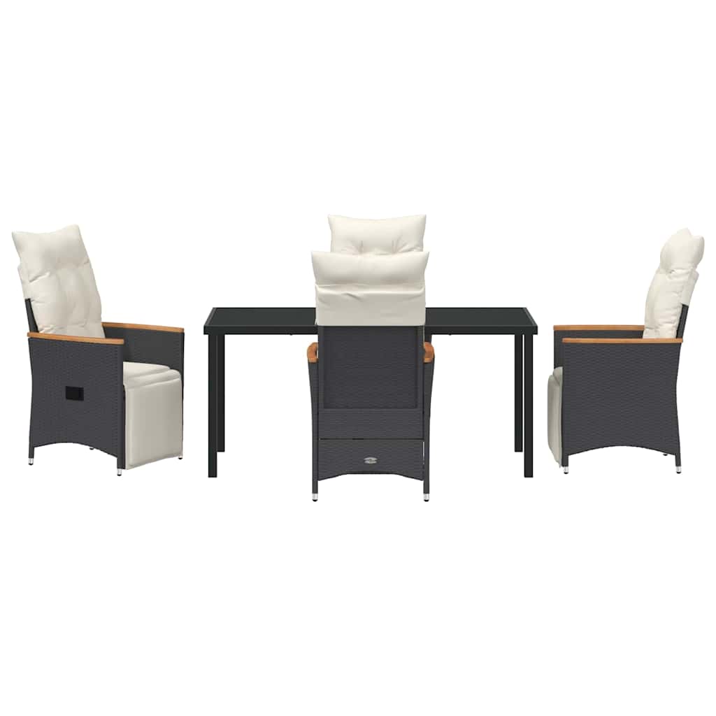 Garten Essgruppe mit Kissen 5 pcs Schwarz Poly Rattan