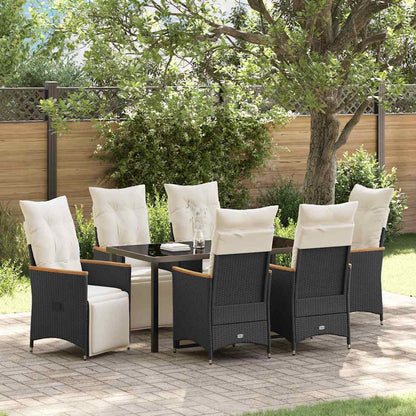 Garten Essgruppe mit Kissen 7 pcs Schwarz Poly Rattan