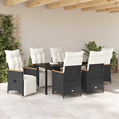 Garten Essgruppe mit Kissen 7 pcs Schwarz Poly Rattan