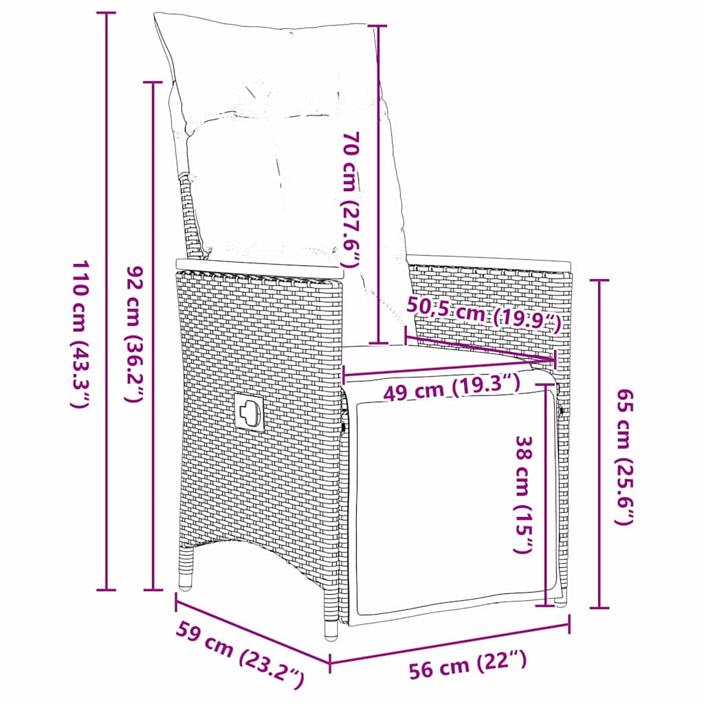 Garten Essgruppe mit Kissen 7 pcs Schwarz Poly Rattan