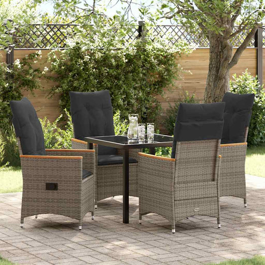 Garten Essgruppe mit Kissen 5 pcs Grau Poly Rattan