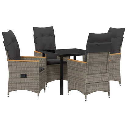 Garten Essgruppe mit Kissen 5 pcs Grau Poly Rattan