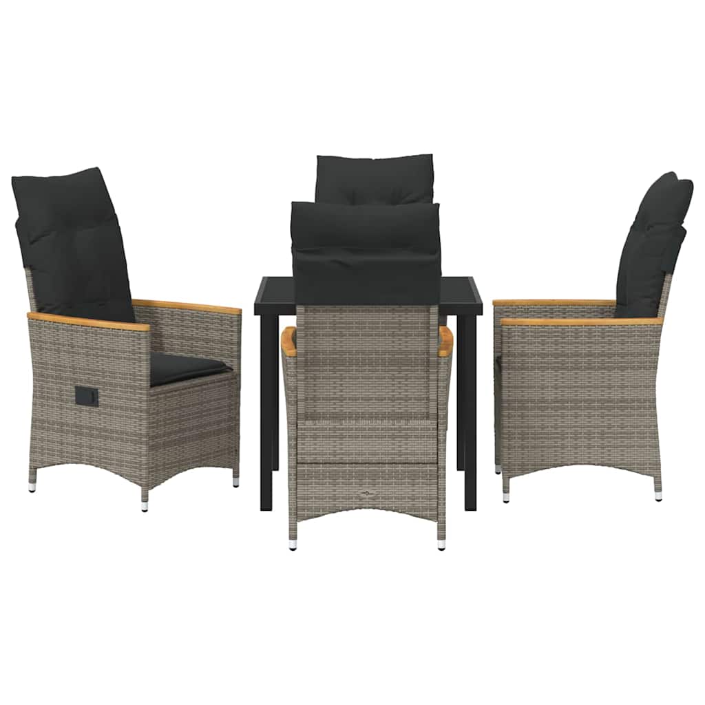 Garten Essgruppe mit Kissen 5 pcs Grau Poly Rattan