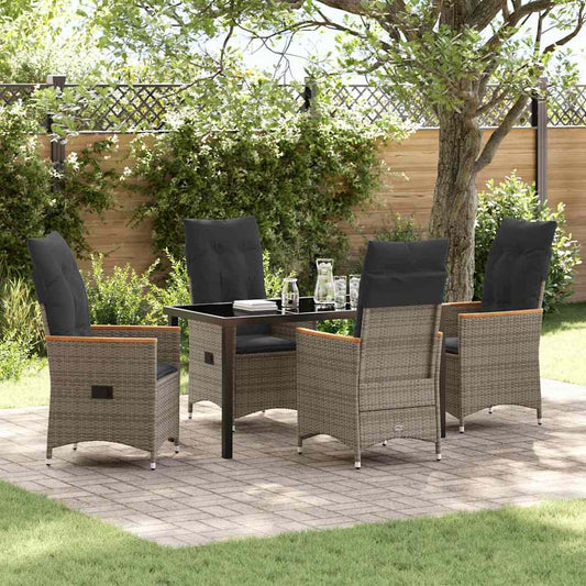 Garten Essgruppe mit Kissen 5 pcs Grau Poly Rattan