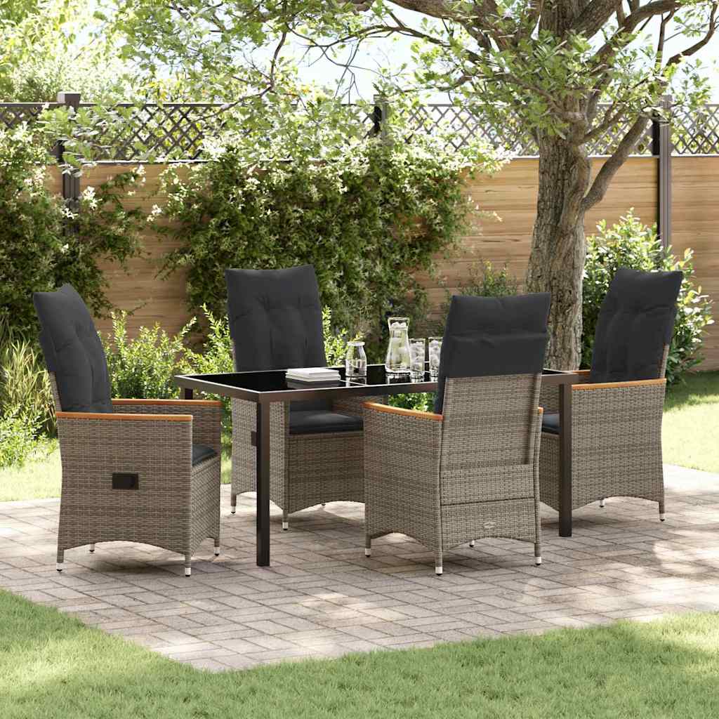 Garten Essgruppe mit Kissen 5 pcs Grau Poly Rattan