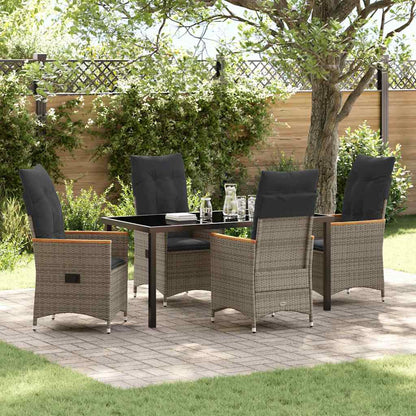 Garten Essgruppe mit Kissen 5 pcs Grau Poly Rattan