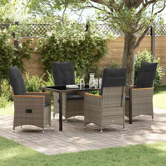 Garten Essgruppe mit Kissen 5 pcs Grau Poly Rattan