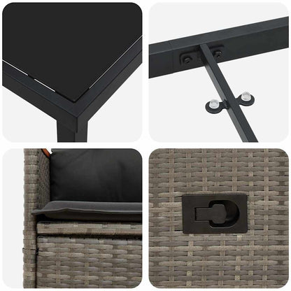 Garten Essgruppe mit Kissen 7 pcs Grau Poly Rattan