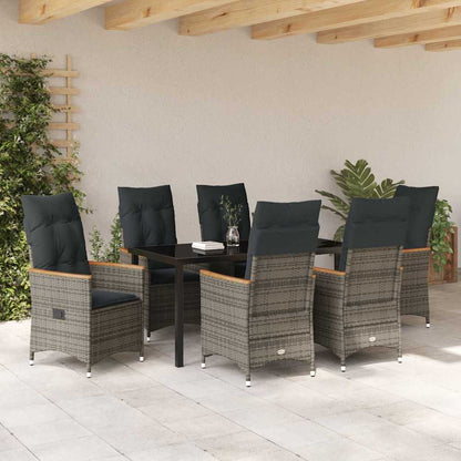 Garten Essgruppe mit Kissen 7 pcs Grau Poly Rattan