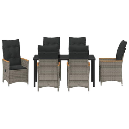 Garten Essgruppe mit Kissen 7 pcs Grau Poly Rattan