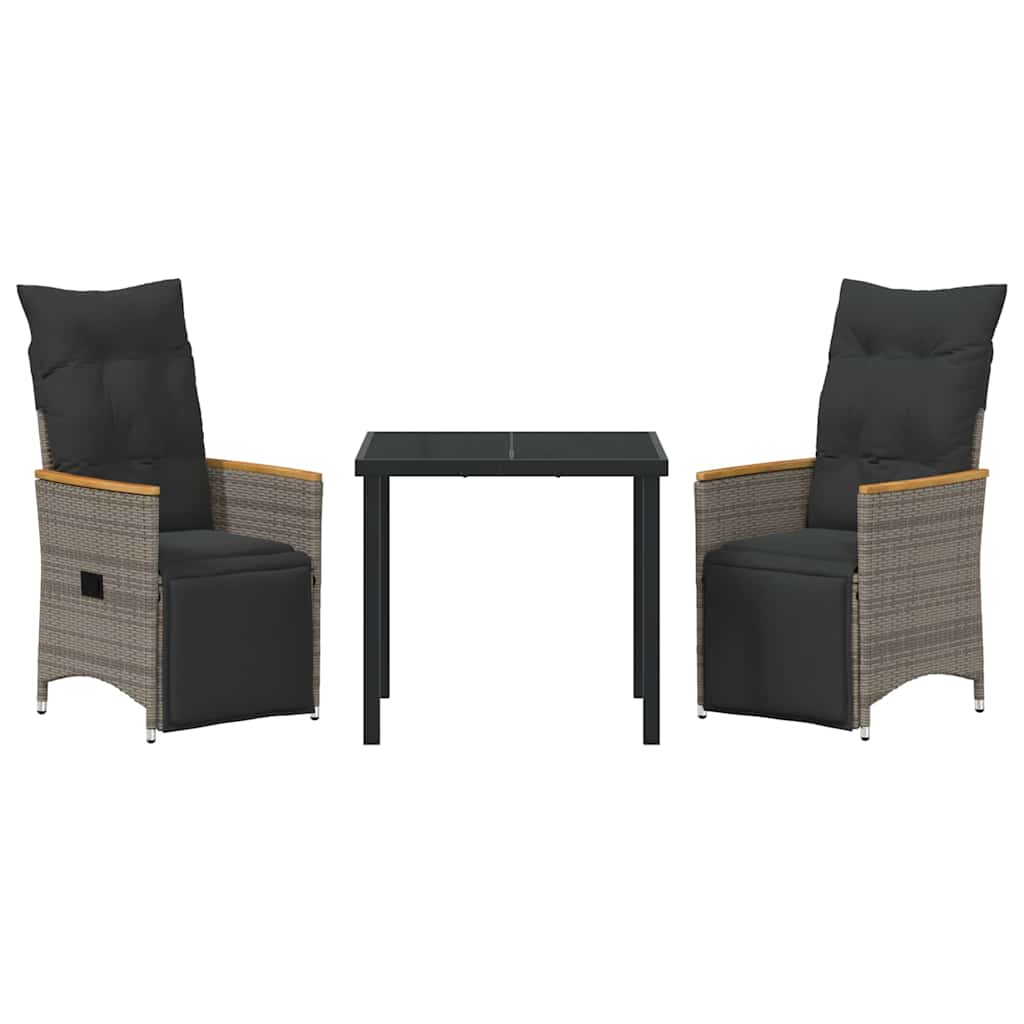 Garten Essgruppe mit Kissen 3 pcs Grau Poly Rattan