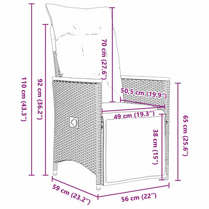 Garten Essgruppe mit Kissen 3 pcs Grau Poly Rattan
