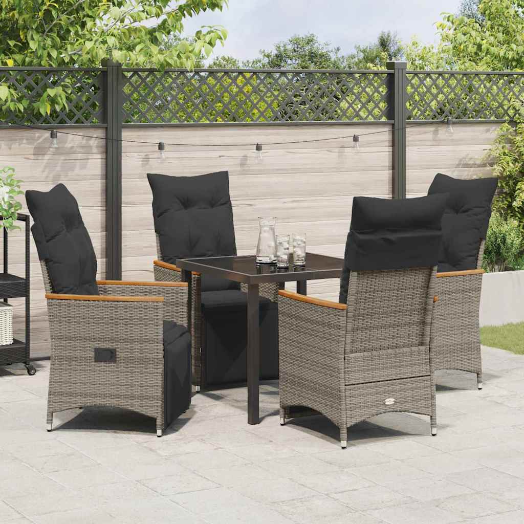 Garten Essgruppe mit Kissen 5 pcs Grau Poly Rattan