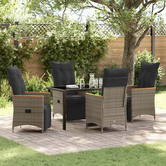 Garten Essgruppe mit Kissen 5 pcs Grau Poly Rattan