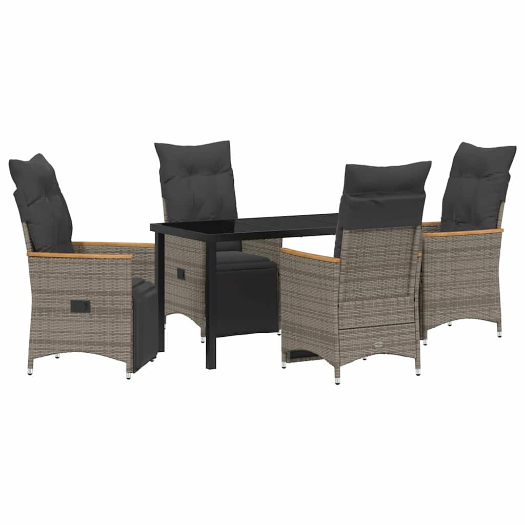Garten Essgruppe mit Kissen 5 pcs Grau Poly Rattan