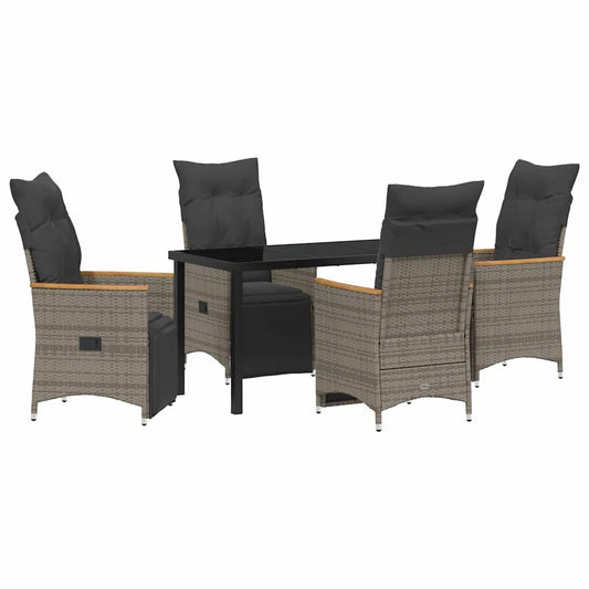 Garten Essgruppe mit Kissen 5 pcs Grau Poly Rattan