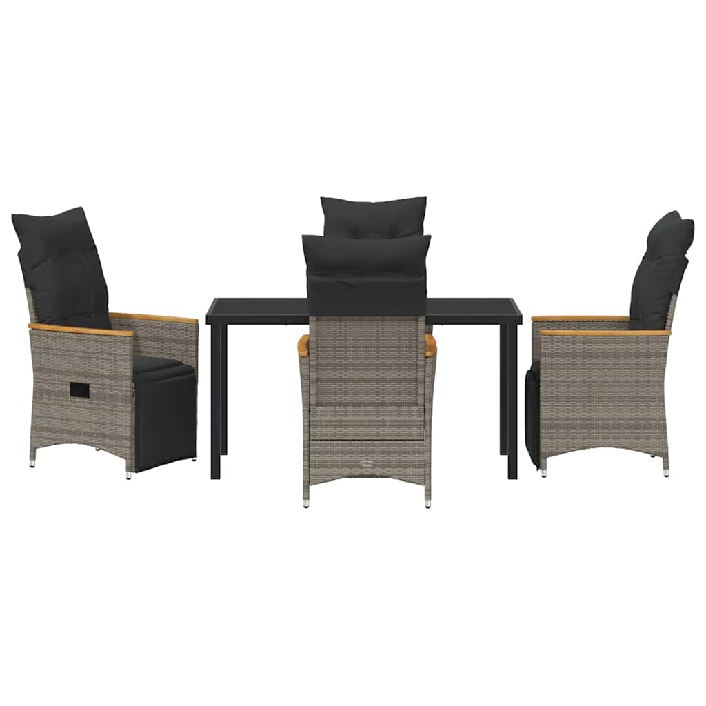 Garten Essgruppe mit Kissen 5 pcs Grau Poly Rattan