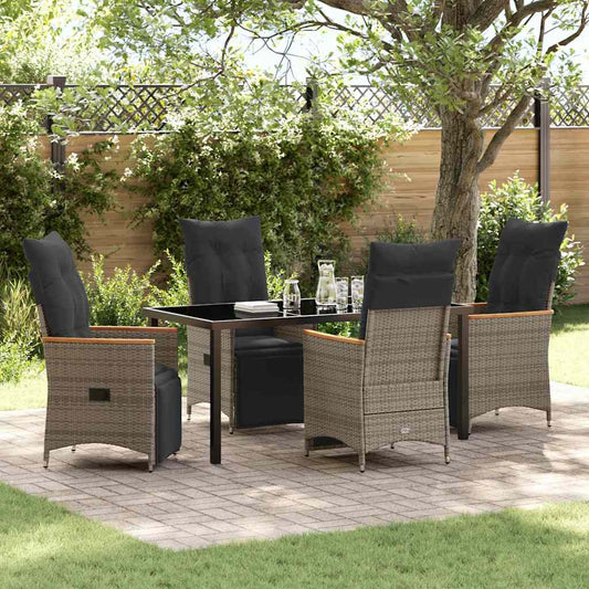 Garten Essgruppe mit Kissen 5 pcs Grau Poly Rattan