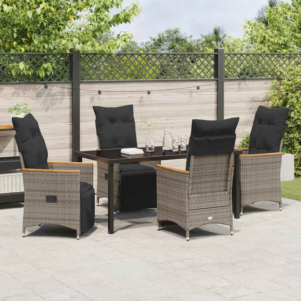 Garten Essgruppe mit Kissen 5 pcs Grau Poly Rattan