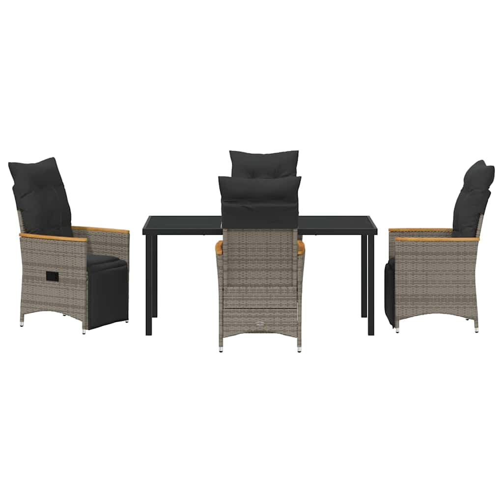 Garten Essgruppe mit Kissen 5 pcs Grau Poly Rattan