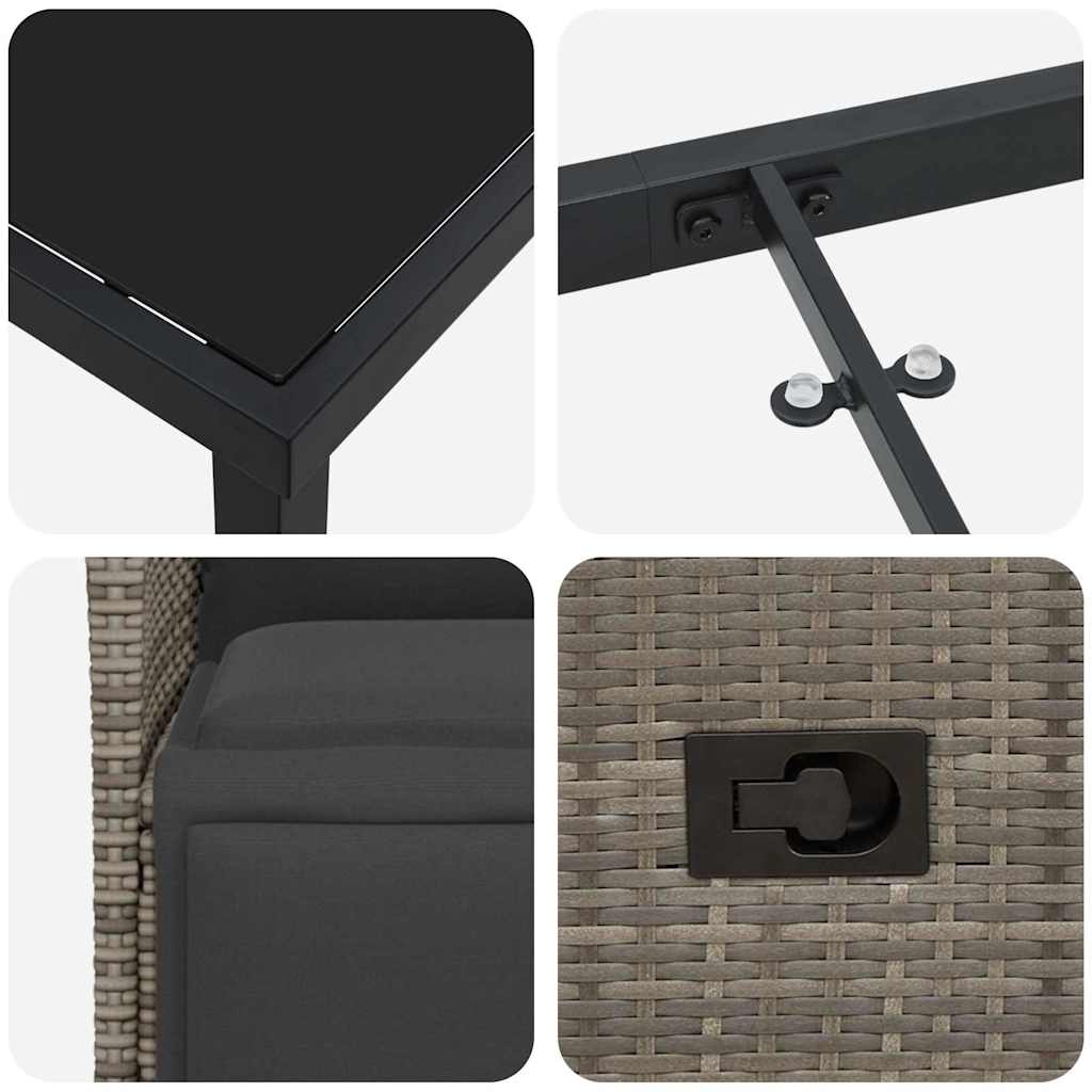 Garten Essgruppe mit Kissen 7 pcs Grau Poly Rattan