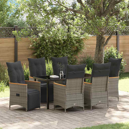 Garten Essgruppe mit Kissen 7 pcs Grau Poly Rattan
