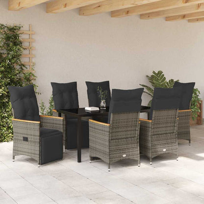 Garten Essgruppe mit Kissen 7 pcs Grau Poly Rattan