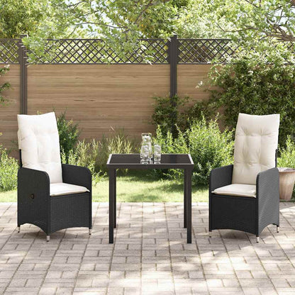 Garten Essgruppe mit Kissen 3 pcs Schwarz Poly Rattan