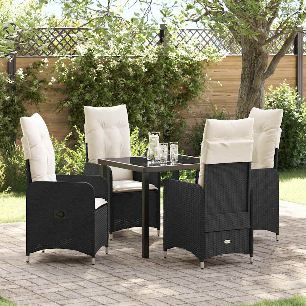 Garten Essgruppe mit Kissen 5 pcs Schwarz Poly Rattan