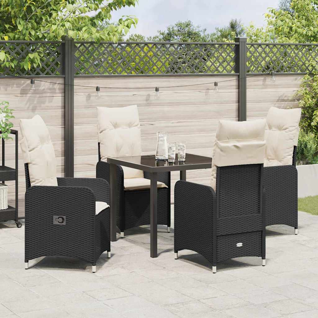 Garten Essgruppe mit Kissen 5 pcs Schwarz Poly Rattan