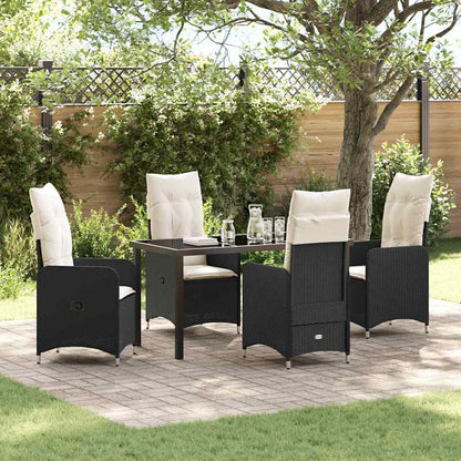 Garten Essgruppe mit Kissen 5 pcs Schwarz Poly Rattan