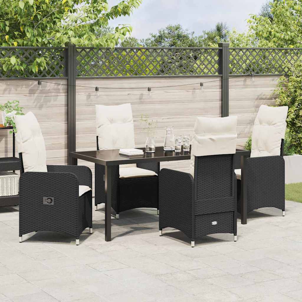 Garten Essgruppe mit Kissen 5 pcs Schwarz Poly Rattan