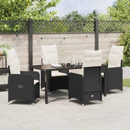 Garten Essgruppe mit Kissen 5 pcs Schwarz Poly Rattan
