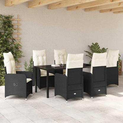 Garten Essgruppe mit Kissen 7 pcs Schwarz Poly Rattan