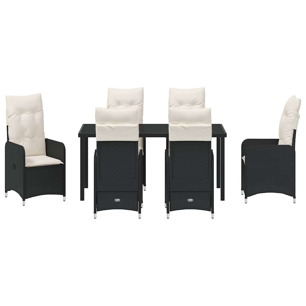 Garten Essgruppe mit Kissen 7 pcs Schwarz Poly Rattan