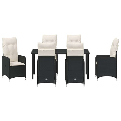 Garten Essgruppe mit Kissen 7 pcs Schwarz Poly Rattan