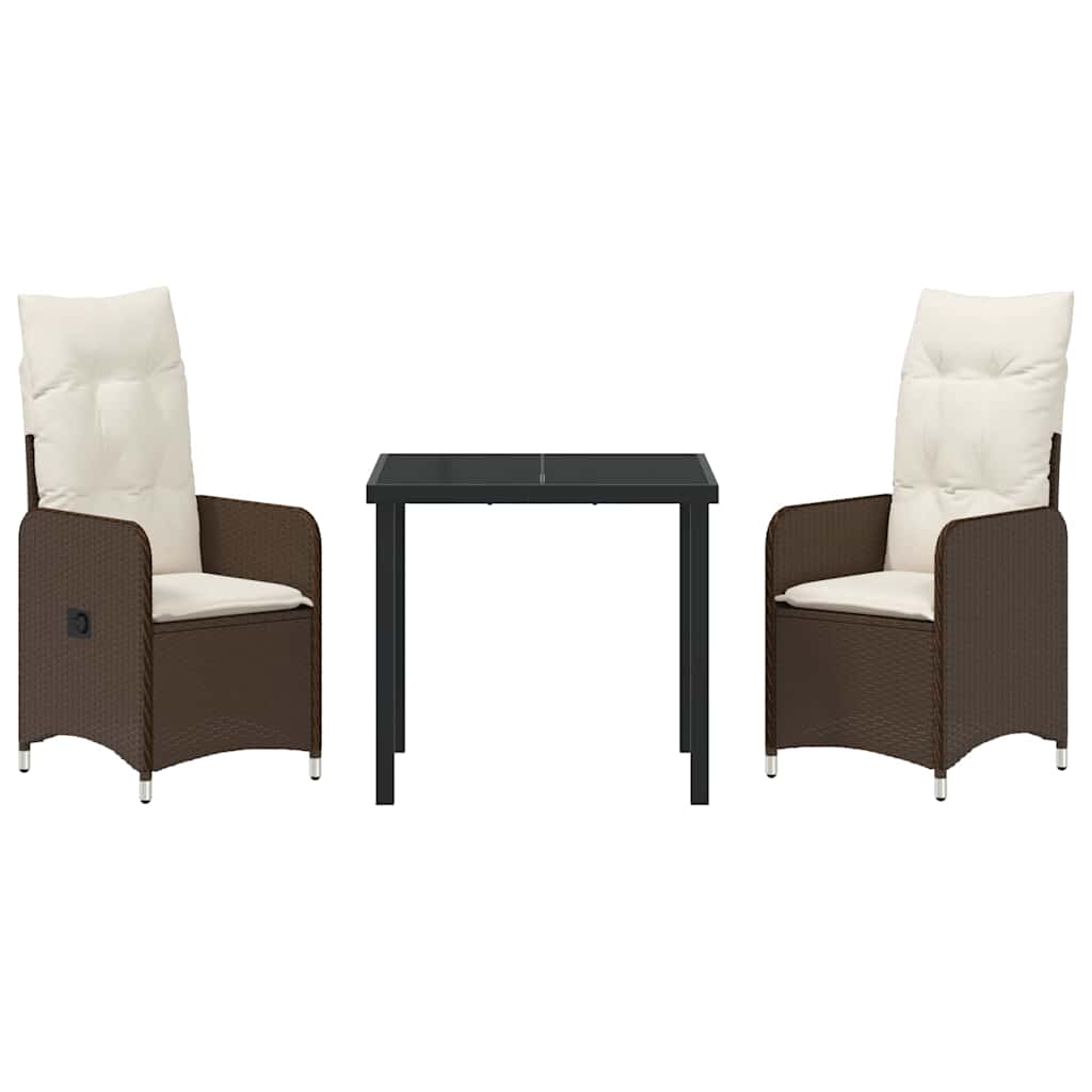 Garten Essgruppe mit Kissen 3 pcs Braun Poly Rattan