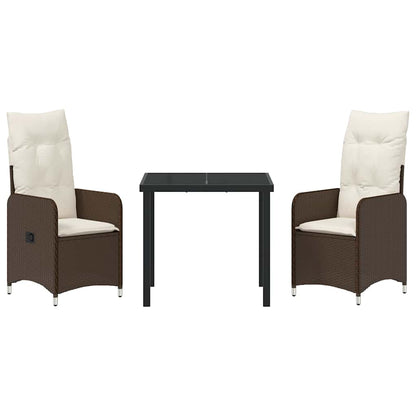 Garten Essgruppe mit Kissen 3 pcs Braun Poly Rattan