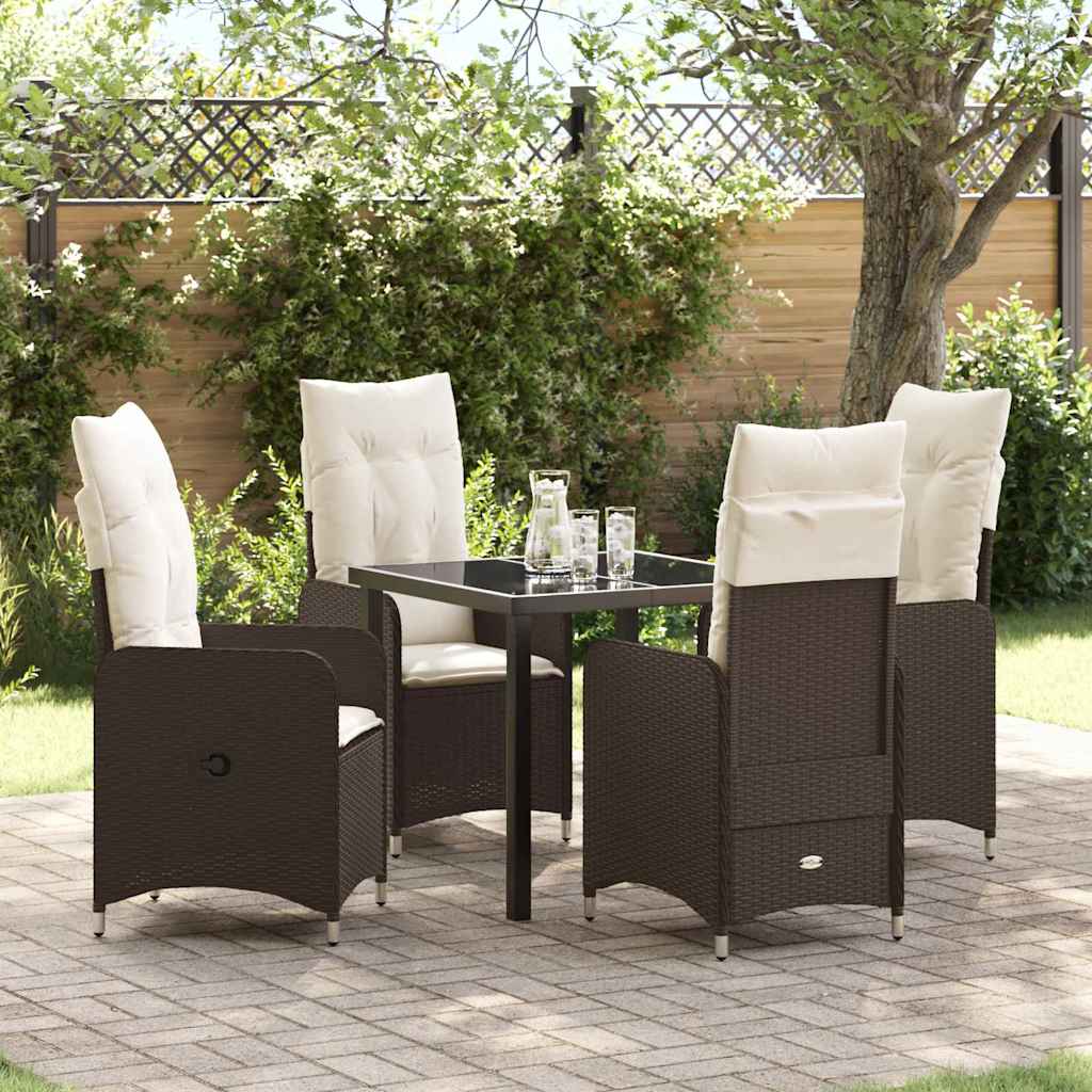 Garten Essgruppe mit Kissen 5 pcs Braun Poly Rattan