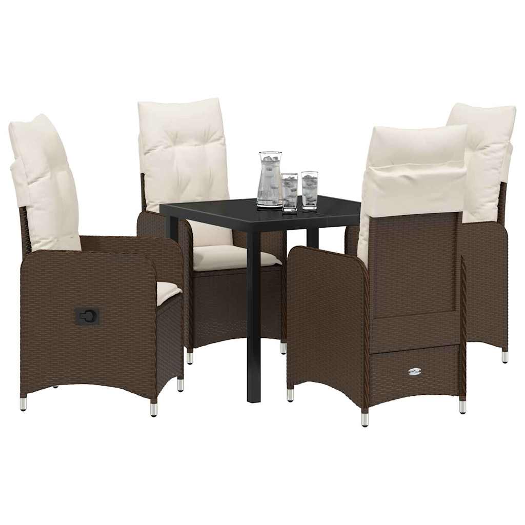 Garten Essgruppe mit Kissen 5 pcs Braun Poly Rattan