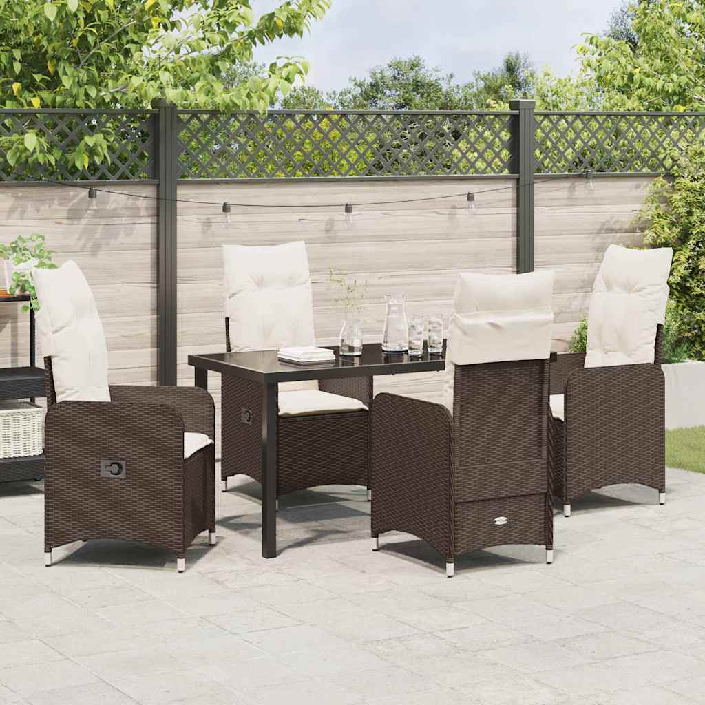 Garten Essgruppe mit Kissen 5 pcs Braun Poly Rattan