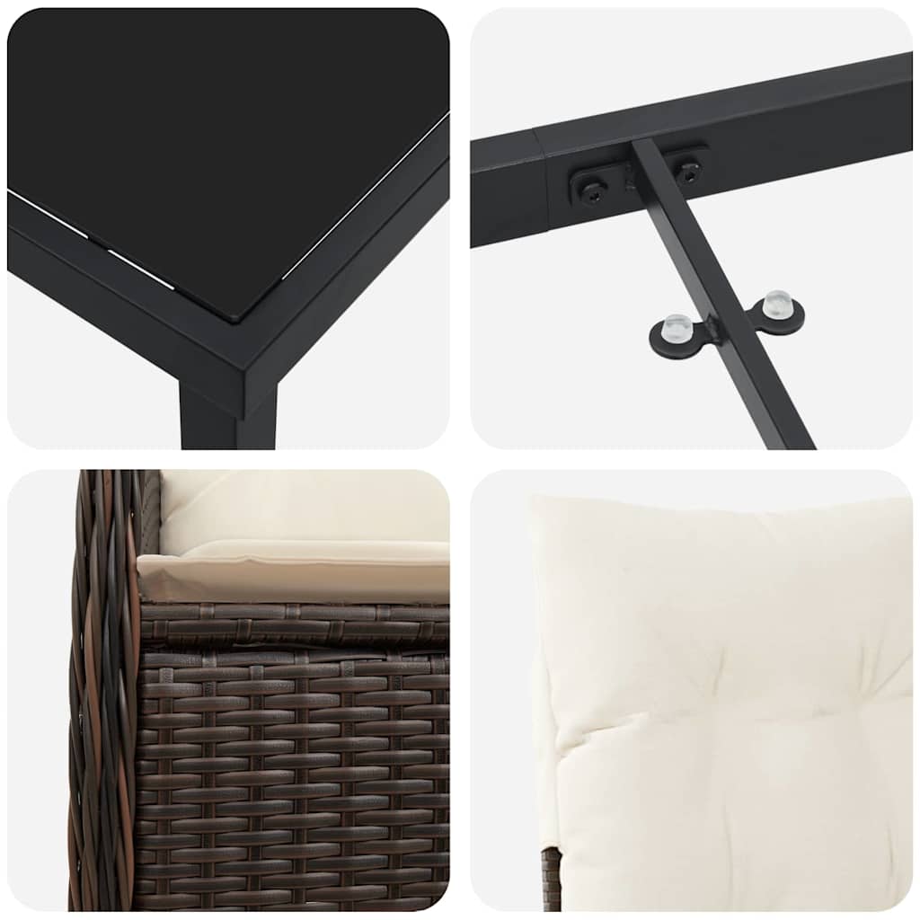 Garten Essgruppe mit Kissen 5 pcs Braun Poly Rattan