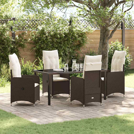 Garten Essgruppe mit Kissen 5 pcs Braun Poly Rattan