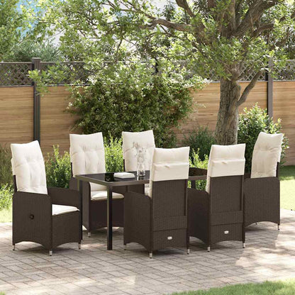 Garten Essgruppe mit Kissen 7 pcs Braun Poly Rattan