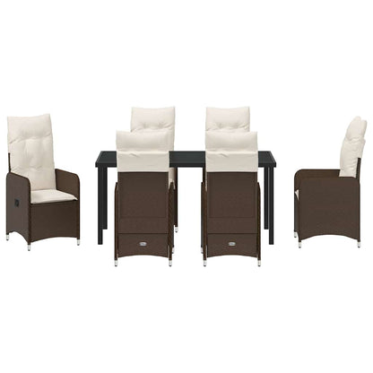 Garten Essgruppe mit Kissen 7 pcs Braun Poly Rattan